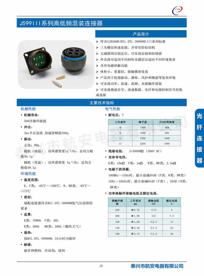 J599III系列高低頻混裝連接器